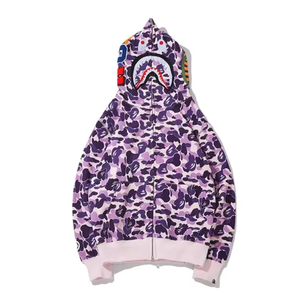 A Bathing Ape Shark Full Zip Hoodie Black Camo - 10