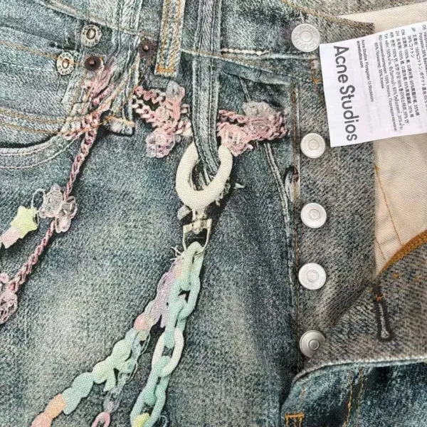 Acne Studios x Custom Chain-Embellished Washed Denim Shorts - 7