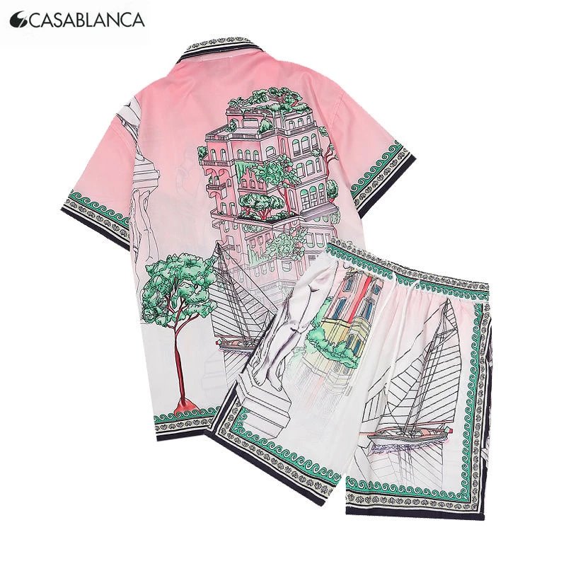 Hawaiian Bohemian Print Shirt and Shorts Set