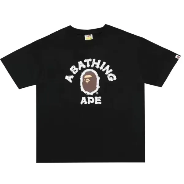 A Bathing Ape Classic猿人头印花黑色T恤 - 1