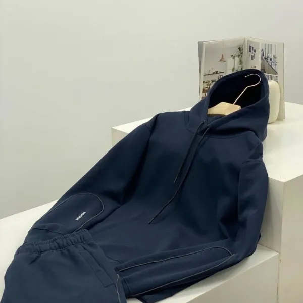 Design Minimalist Navy Hoodie and Sweatpants Set - 1