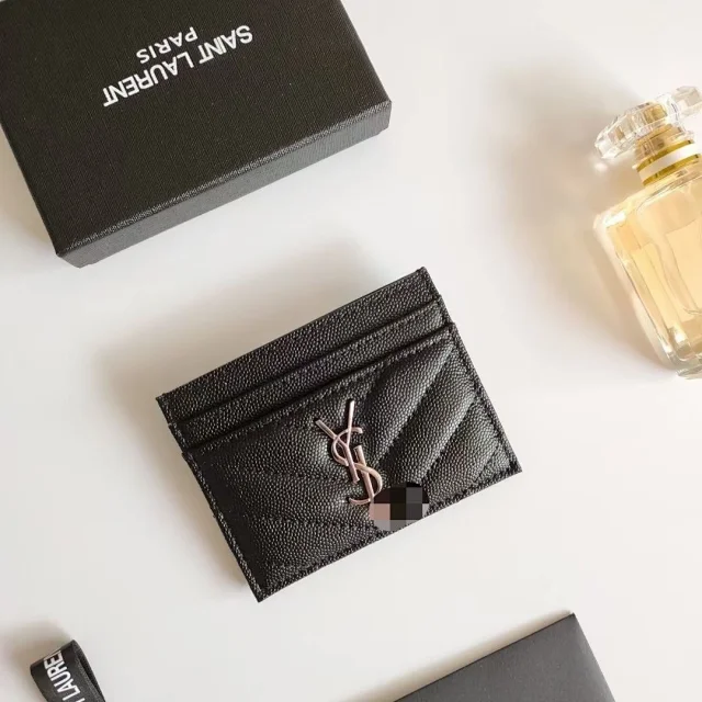 Saint Laurent Wallets & Card Holders Quilted Chevron Monogram Holder product detail image 6