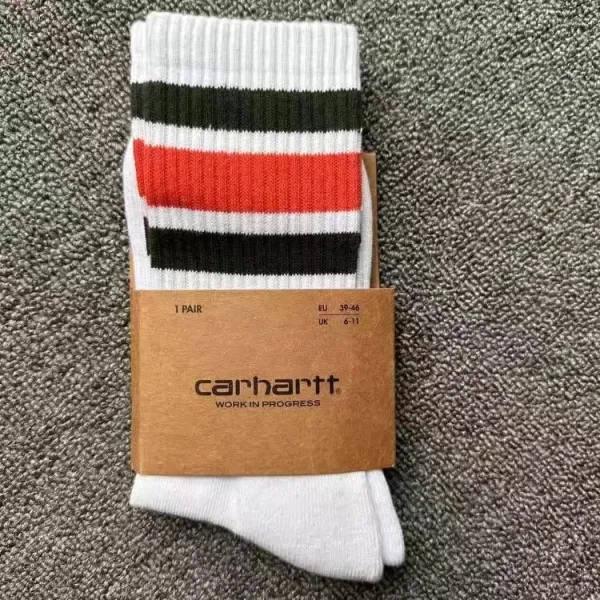Carhartt Work In Progress Stripe Crew Socks White/Black/Red Socks - 1