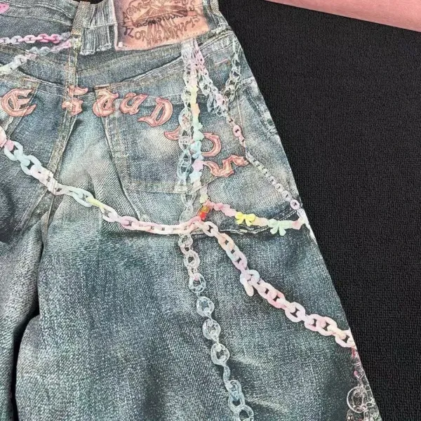Acne Studios x Custom Chain-Embellished Washed Denim Shorts - 5