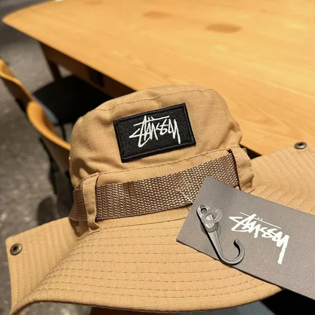 Stüssy Hats Wide-Brim Bucket Hat with Adjustable Webbing Band product detail image 8