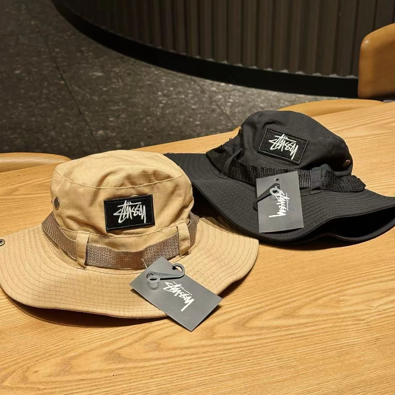 Stüssy Logo Patch Bucket Hat Beige - 8
