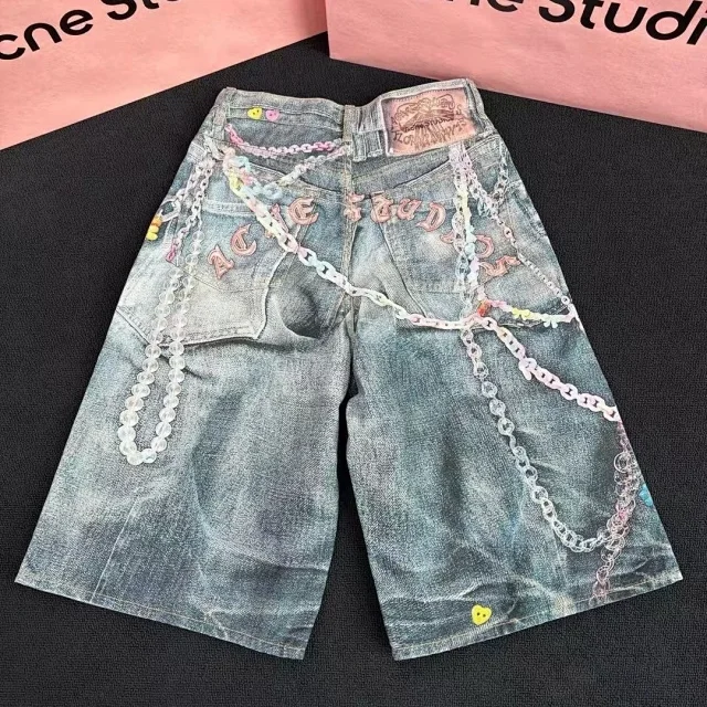 Acne Studios Shorts Chain-print denim product detail image 1