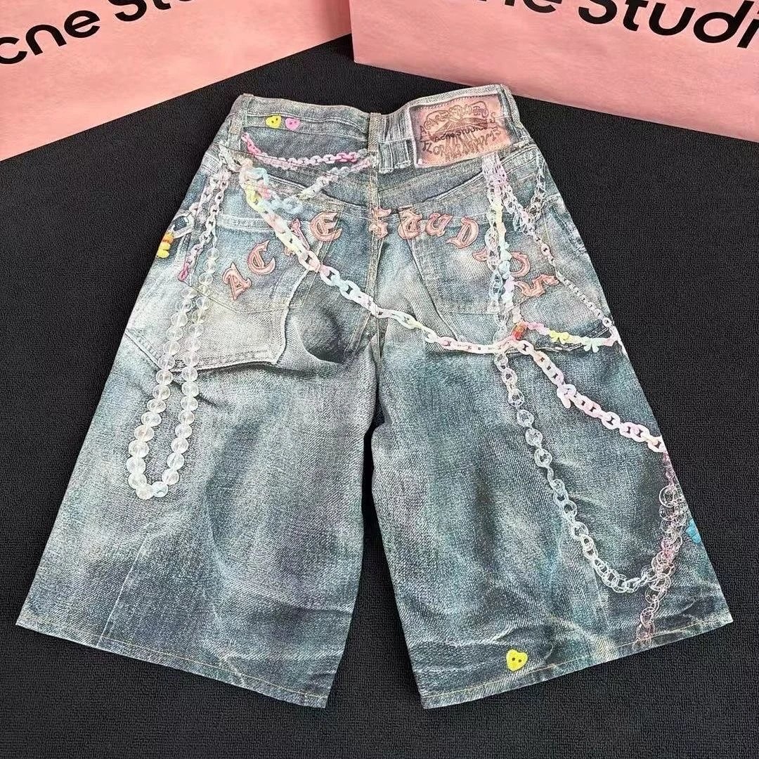 Acne Studios Chain-Embroidered Distressed Wide-Leg Jeans product detail 2 in Litbuy spreadsheet finds