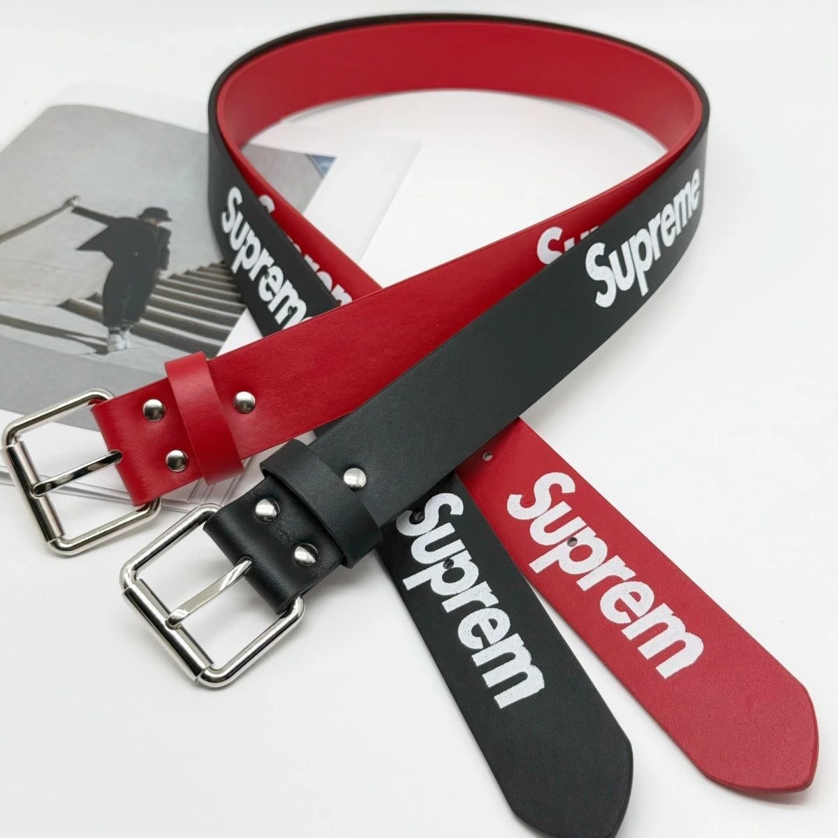 Supreme Box Logo Leather Belt Red - 7