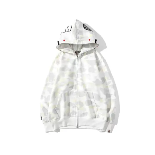 A Bathing Ape Shark Full Zip Hoodie Black Camo - 9