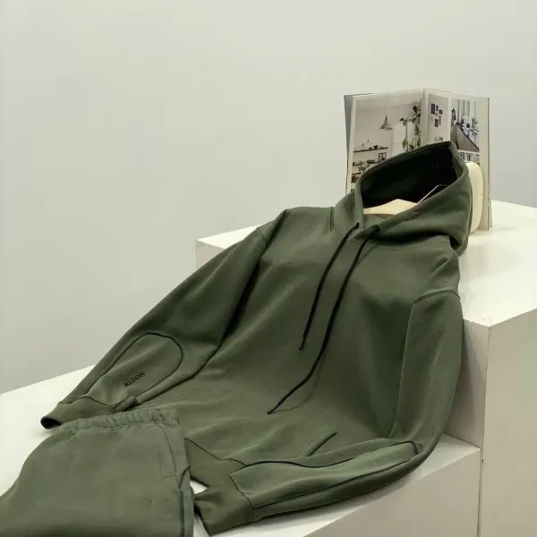 Algon Olive Green Hoodie and Sweatpants Set - 1