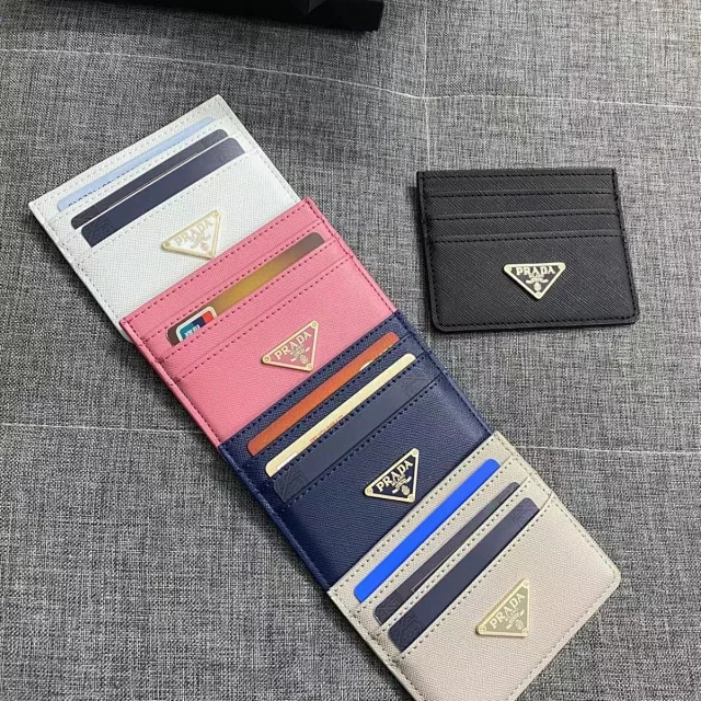 Prada Wallets & Card Holders Saffiano-textured holder with triangular logo plaque product detail image 2