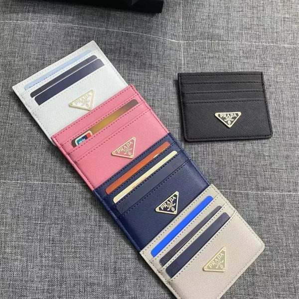 Prada Saffiano Leather Card Holder Black Wallet - 4