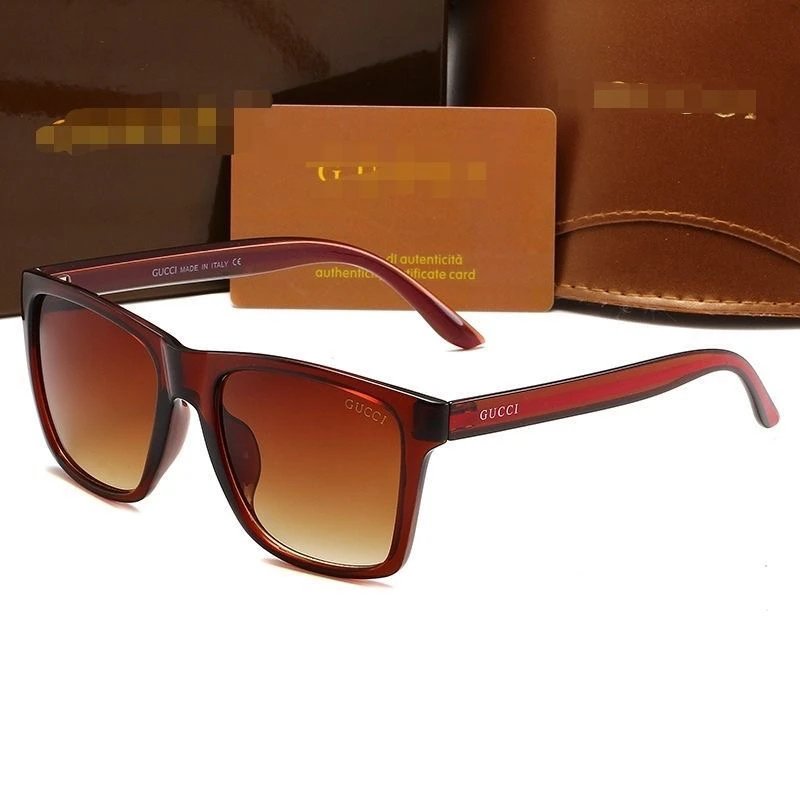 Gucci Square Frame Sunglasses with Web Stripe Temples Black/Purple Gradient - 8