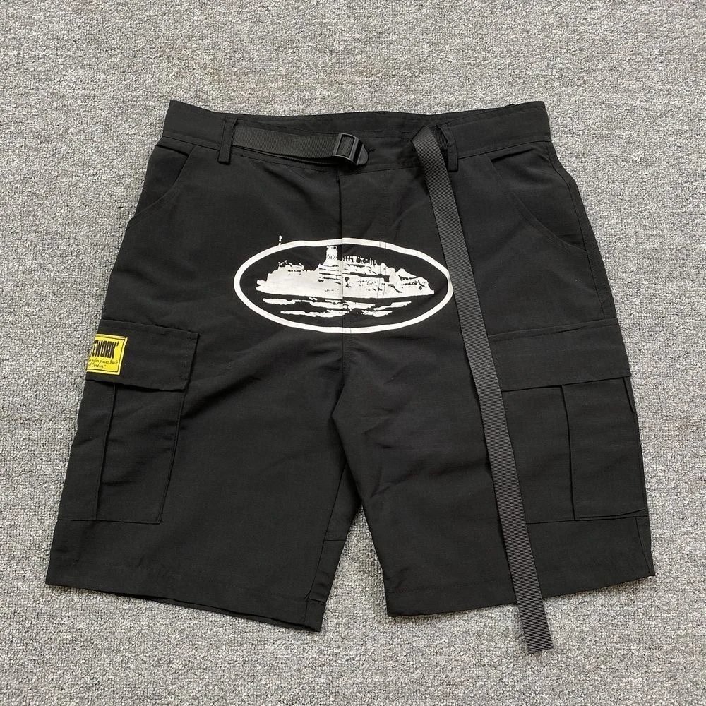 Printed Wide-Leg Cargo Shorts