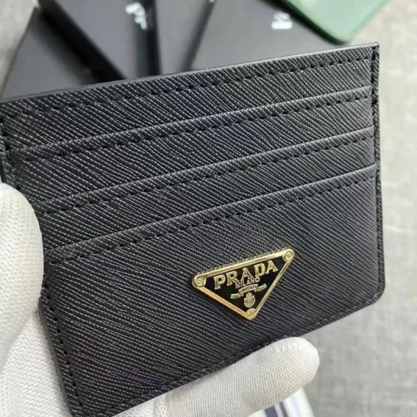Prada Saffiano Leather Card Holder Black Wallet - 5