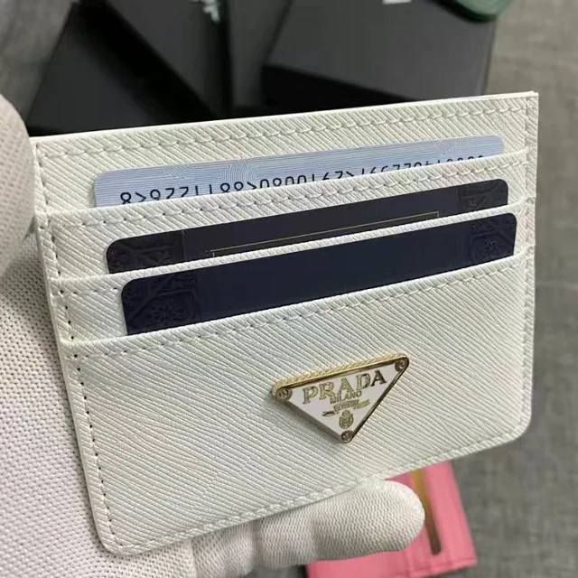 Prada Wallets & Card Holders Saffiano-textured holder with triangular logo plaque product detail image 4