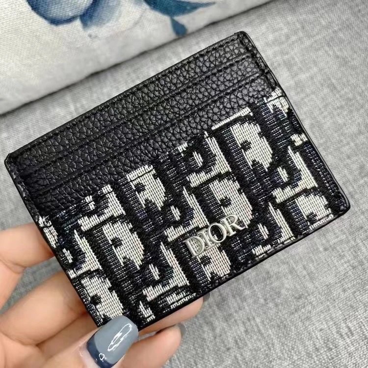 Dior Wallets & Card Holders Oblique Canvas Holder — Black