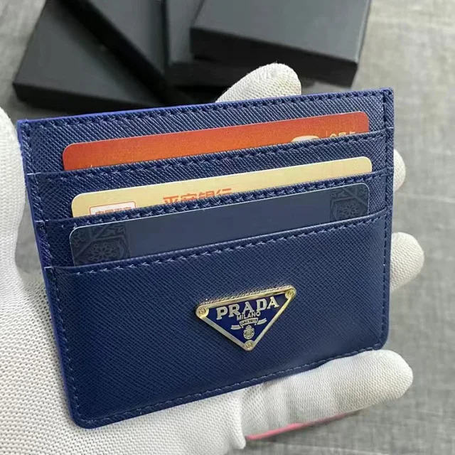 Prada Wallets & Card Holders Saffiano-textured holder with triangular logo plaque product detail image 8
