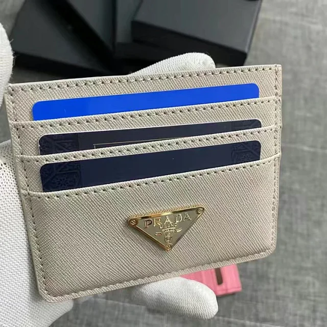 Prada Wallets & Card Holders Saffiano-textured holder with triangular logo plaque product detail image 7