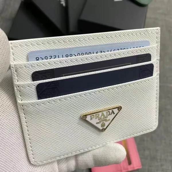 Prada Saffiano Leather Card Holder White - 1