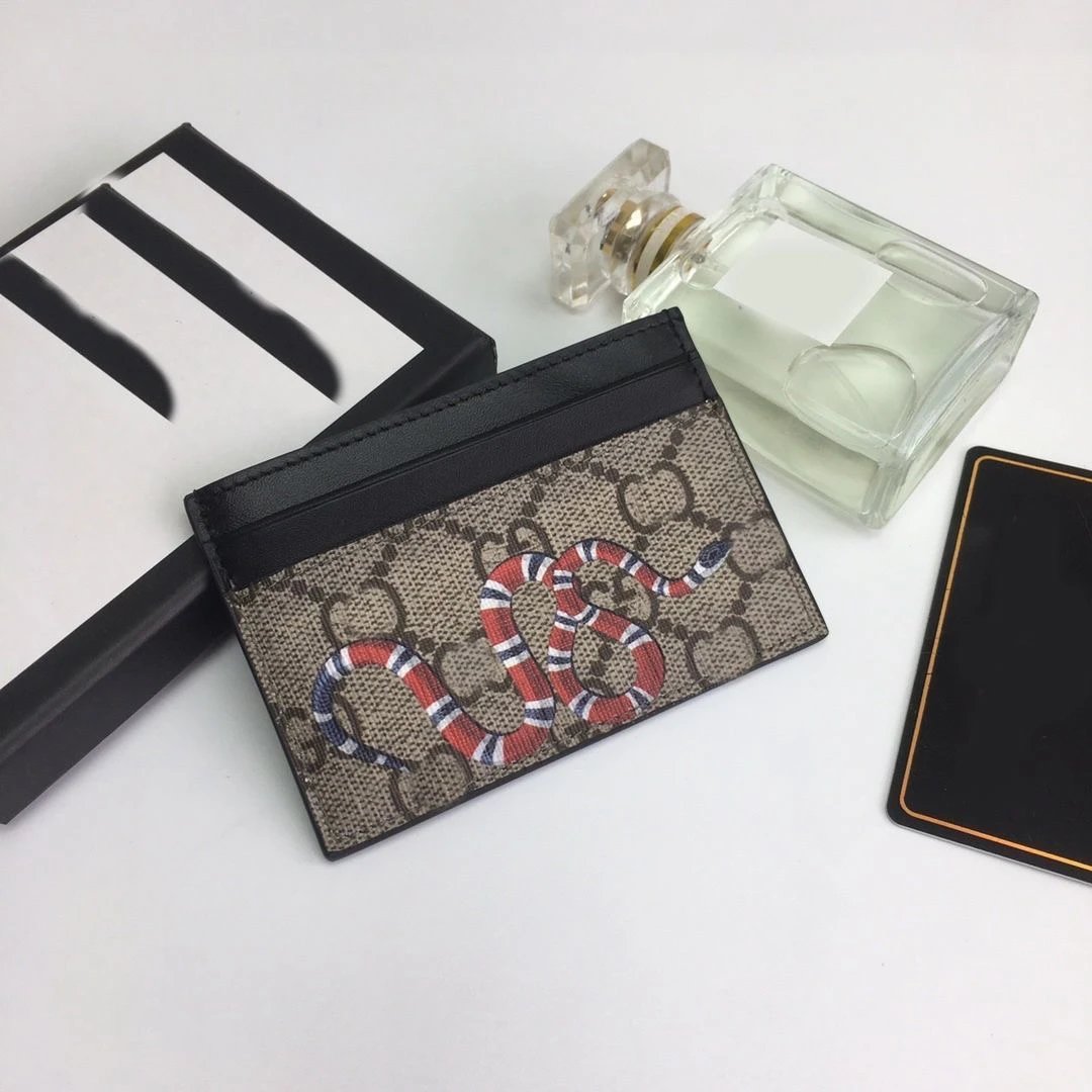 Gucci Kingsnake Print Card Holder Black Wallet - 11