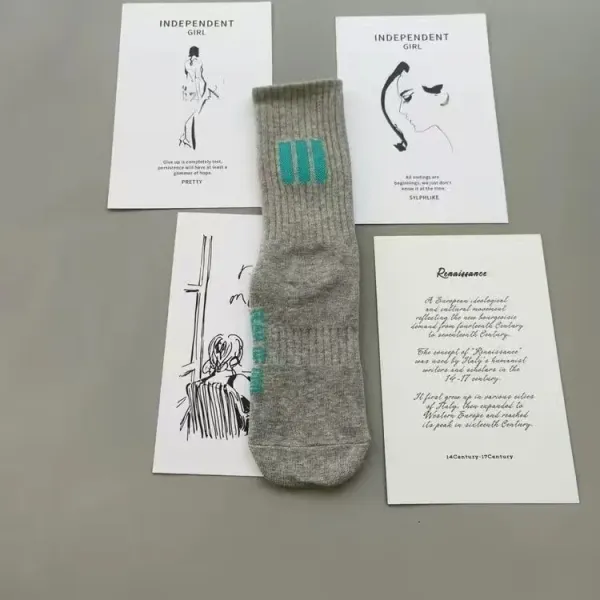 Adidas Originals Sock with Teal Stripes Gray Socks - 1
