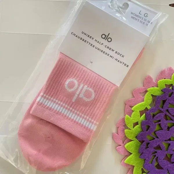 Alo Yoga Unisex Half-Crew Sock Pink Socks - 1