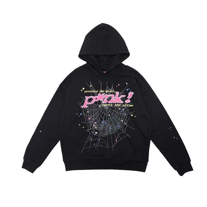 Spider Web Hoodie Black Graphic Streetwear