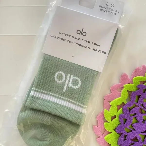 Alo Unisex Half-Crew Sock Sage Green Socks - 1