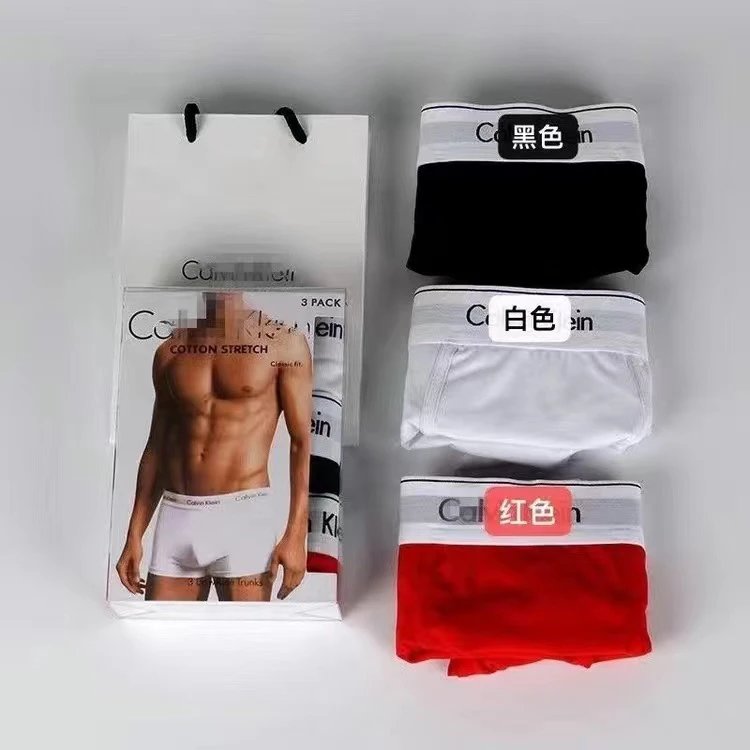Calvin Klein Cotton Stretch Trunks 3-Pack Black White Red Underwear - 7
