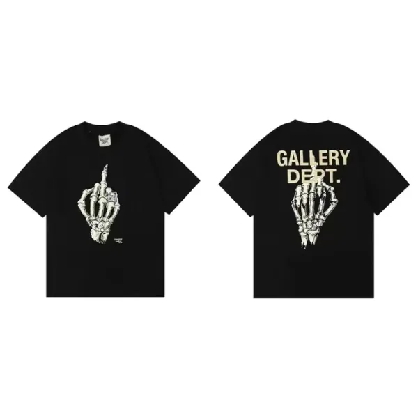 Gallery Dept Skeleton Hand Middle Finger Black T-Shirt - 1