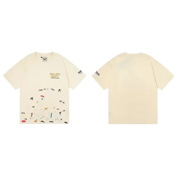 Gallery Dept Splatter Print Beige T-Shirt - 1