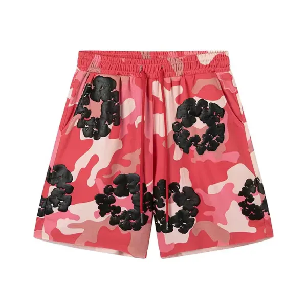 Design Floral Camo Print Drawstring Waist Shorts - 9