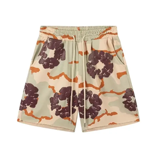 Design Floral Camo Print Drawstring Waist Shorts - 12