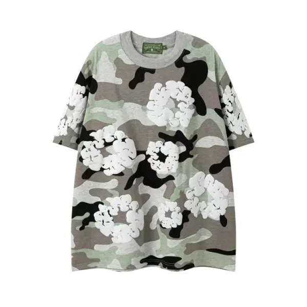 Design Floral Camo Print Drawstring Waist Shorts - 3