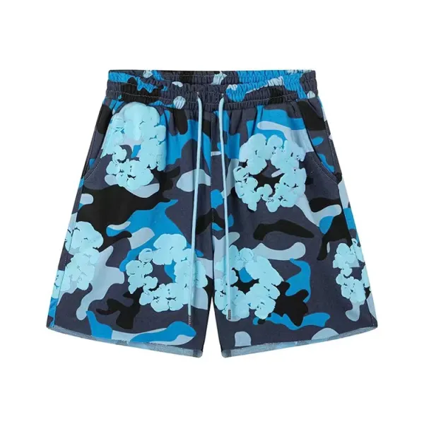 Design Floral Camo Print Drawstring Waist Shorts - 11