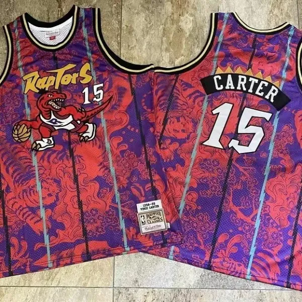 Mitchell & Ness Toronto Raptors Vince Carter 1998-99 Hardwood Classics Black Gold Lightning Jersey - 9