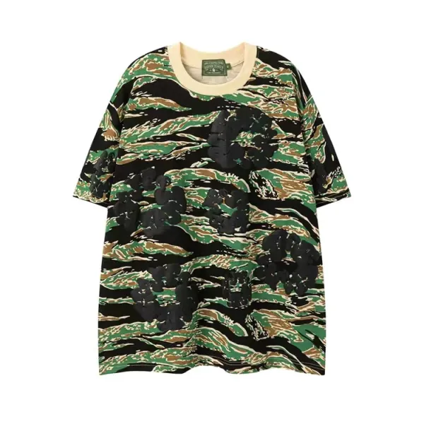 Design Floral Camo Print Drawstring Waist Shorts - 5
