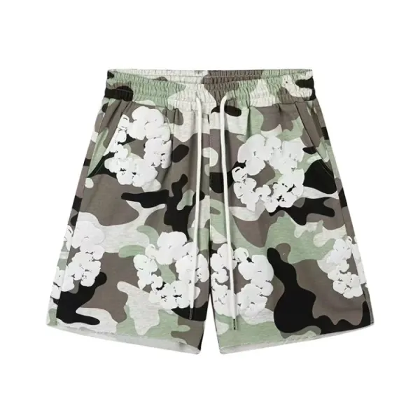 Design Floral Camo Print Drawstring Waist Shorts - 8