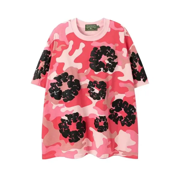 Design Floral Camo Print Drawstring Waist Shorts - 4