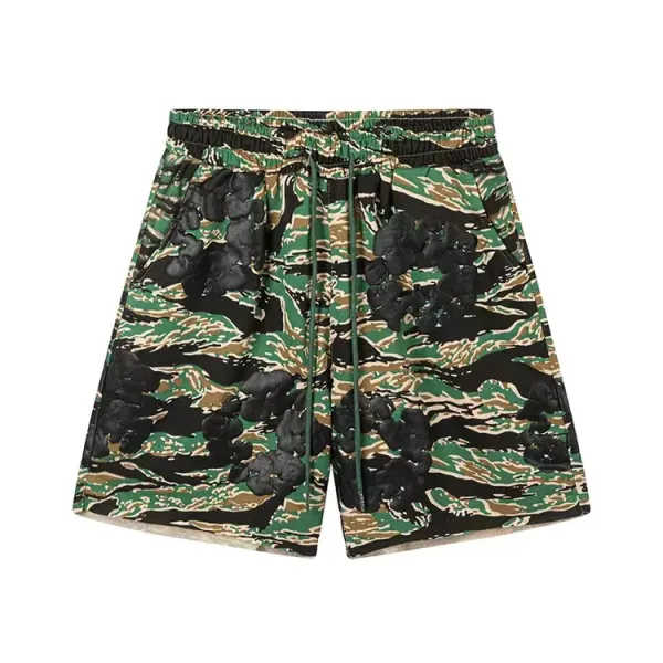 Design Floral Camo Print Drawstring Waist Shorts - 10