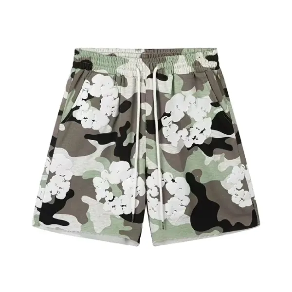 Design Floral Camo Print Drawstring Shorts - 1
