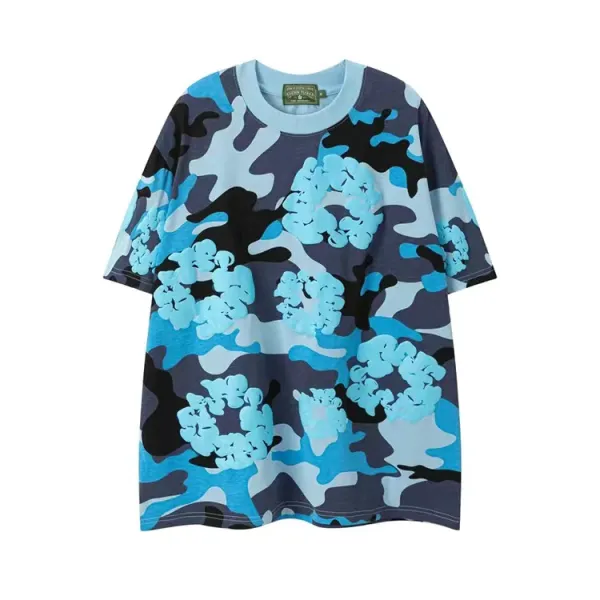 Design Floral Camo Print Drawstring Waist Shorts - 6