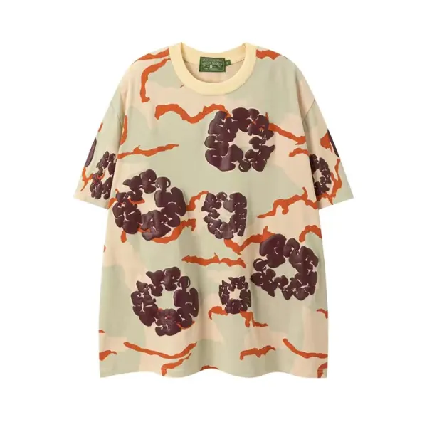 Design Floral Camo Print Drawstring Waist Shorts - 7