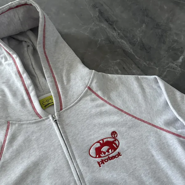 Protect PT01-1 Cropped Zip-Up Hoodie and Sweatpants Set Gray - 10