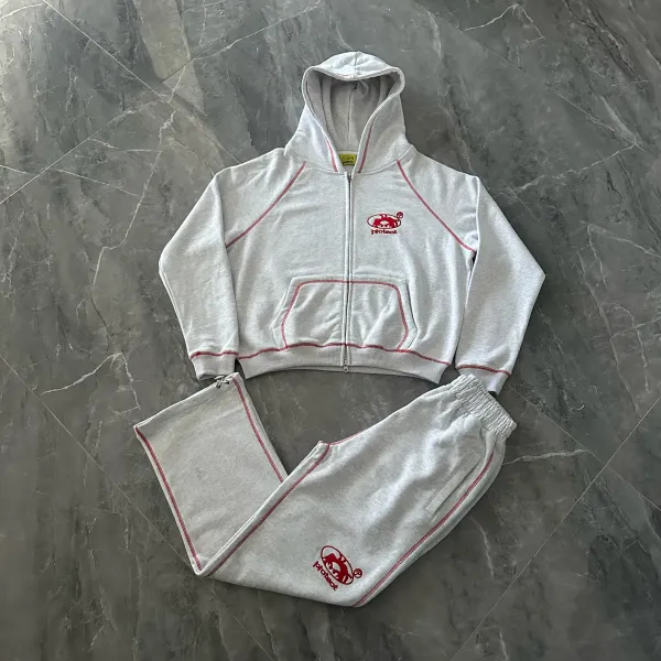 Protect PT01-1 Cropped Zip-Up Hoodie and Sweatpants Set Gray - 4