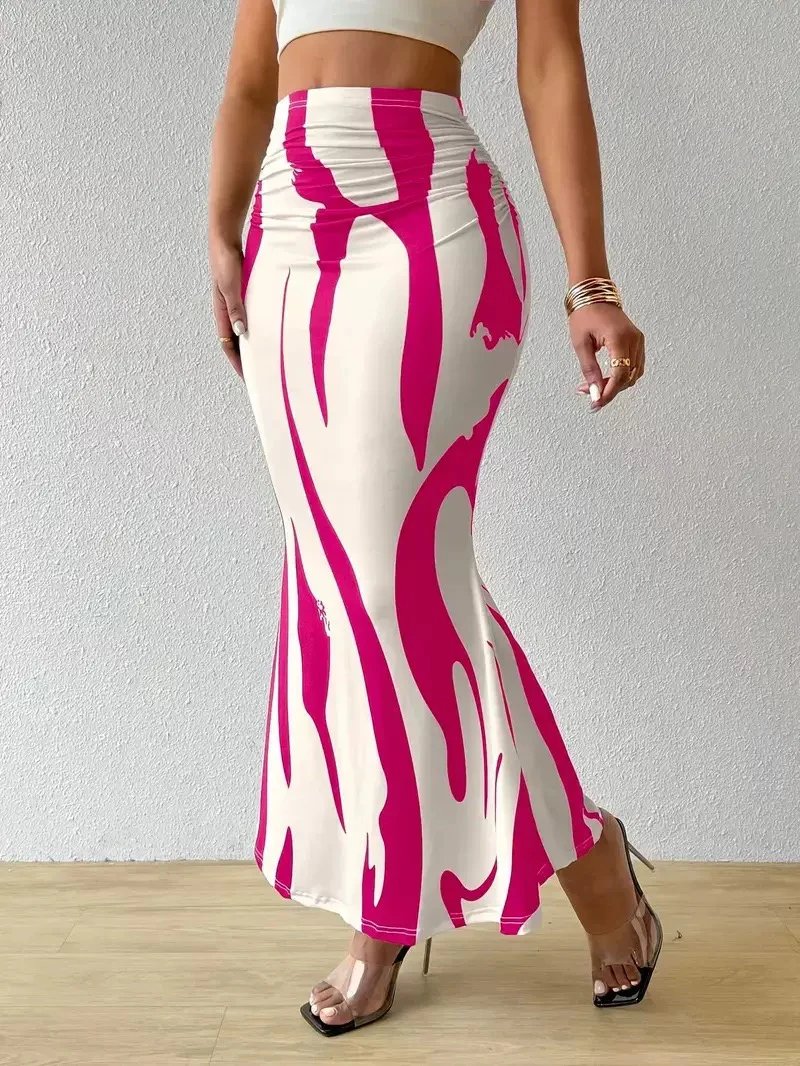 Women's Zebra Print High Waist Mermaid Pencil Maxi Skirt, Slim Fit Cross‑Border Hot Sale