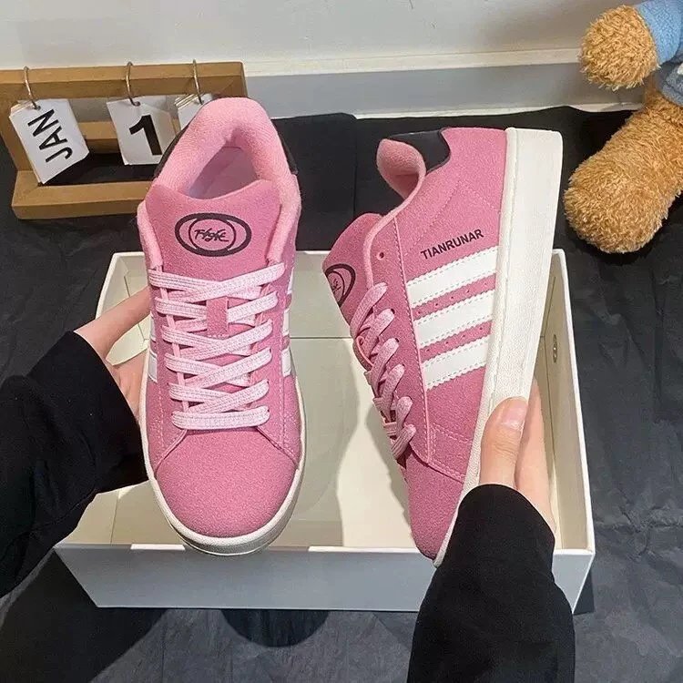 Girls Pitaya Pink Chunky Sneakers Breathable Trendy Versatile Student Skate Shoes