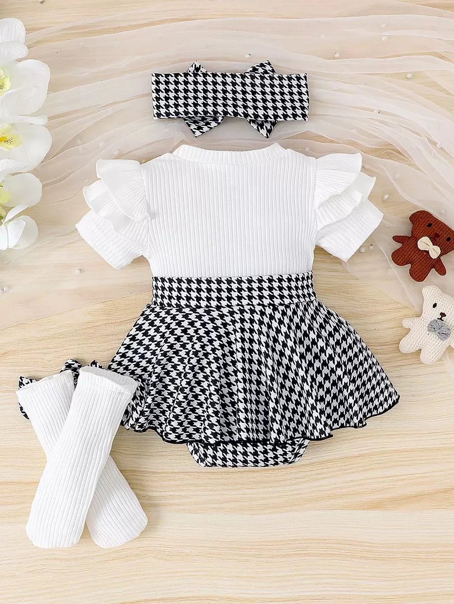 Baby 2‑Piece Outfit,Ins‑Style Striped Flutter‑Sleeve Romper Set,Chic Summer Baby Clothes With Head